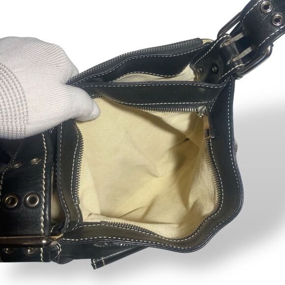 Vintage Mark Jacobs Black Genuine Leather Shoulder Hobo Bag Multi Pocket Purse - Picture 10 of 16